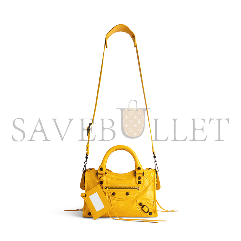 BALENCIAGA WOMEN'S LE CITY BAG MINI IN MARGE YELLOW 8657632ACFH7014 (24*16*9cm)